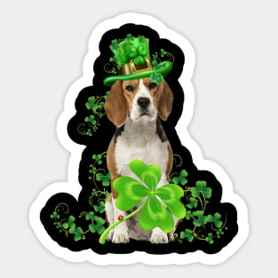 Lucky Beagle Dog Shamrock St Patrick's Day Sticker